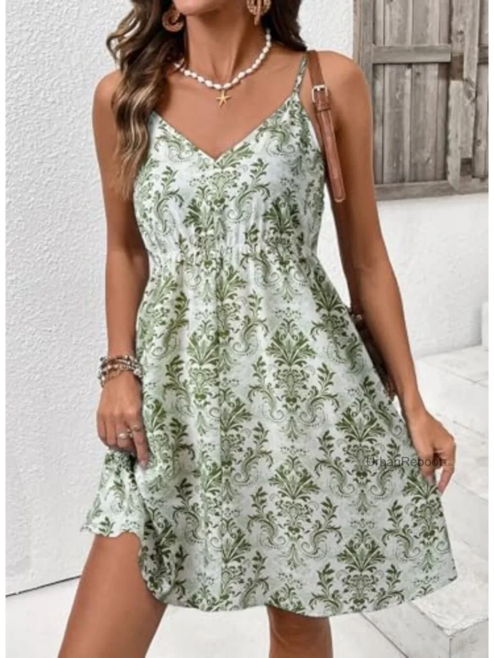 Floral V-Neck Spaghetti Strap Flowy Boho A-Line Sundress